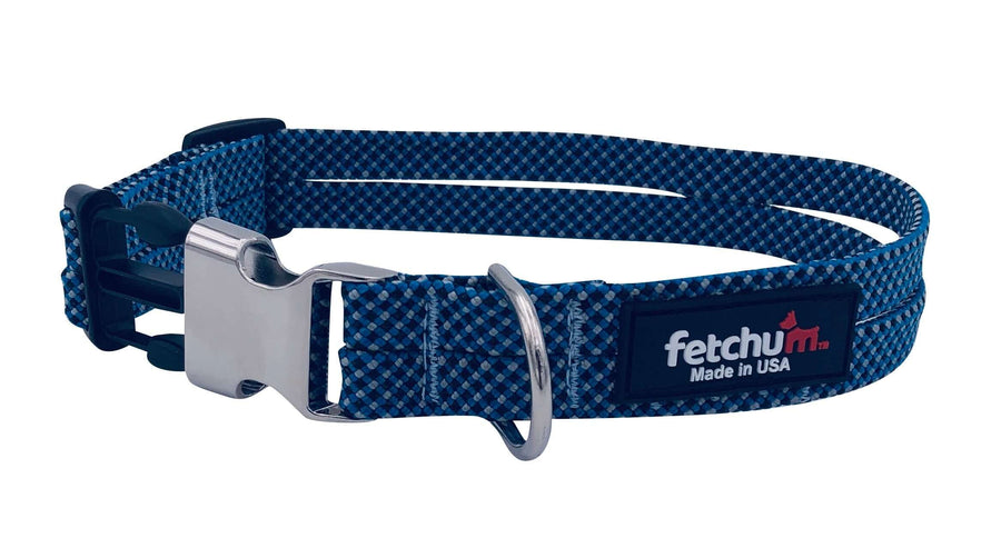 Aussie Blue Adjustable Rope Collar made with premium climbing rope, featuring a quick release buckle and D ring.