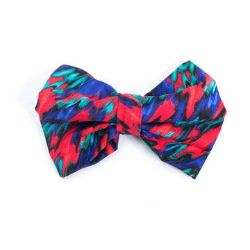 Blue Razz Bowtie for dogs, colorful design, easily attaches to collars, USA made with 100% cotton.