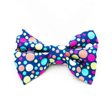 Bubble Pop Bowtie in vibrant polka dot pattern, perfect for dogs' special occasions and everyday style.