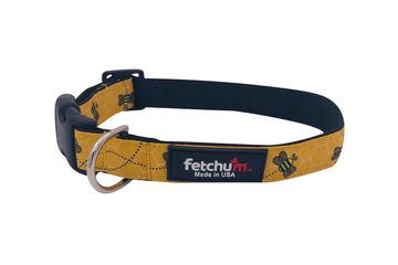 Bumble Bee Collar with durable nylon webbing and quick release buckle, made in the USA, featuring a bee design.
