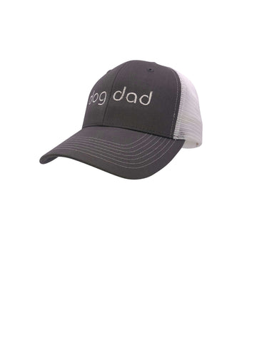 Dog Dad Hat featuring retro trucker style with premium mesh panels and custom embroidery for dog lovers.