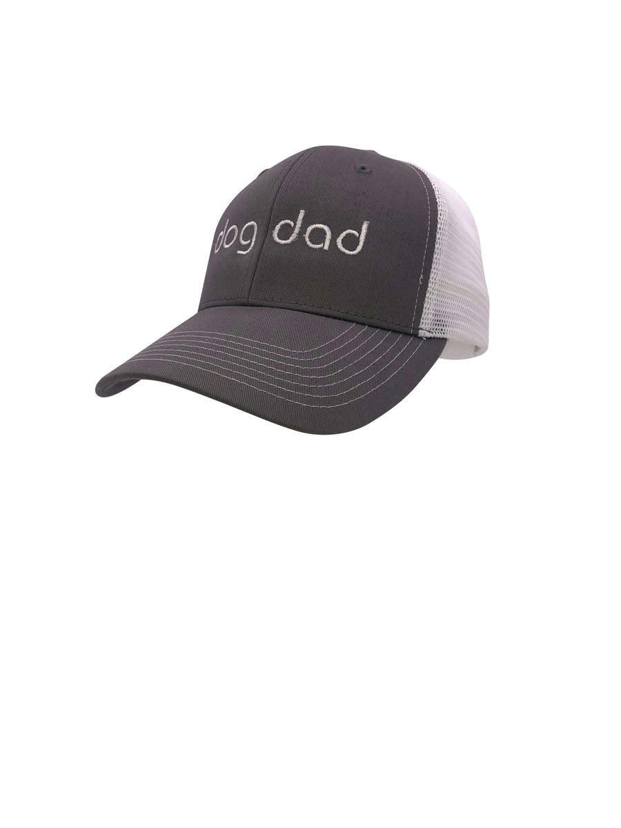 Dog Dad Hat featuring retro trucker style with premium mesh panels and custom embroidery for dog lovers.