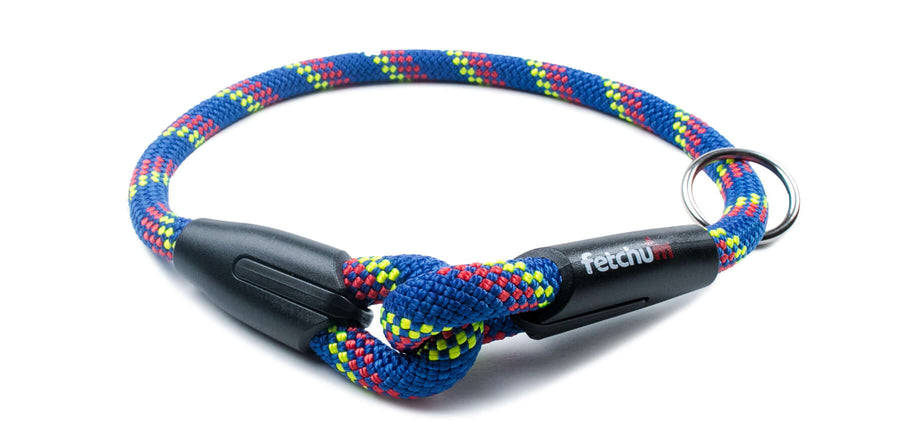 Fetchum Dog Collar in Laser Swirl featuring premium climbing rope and durable design for dogs.