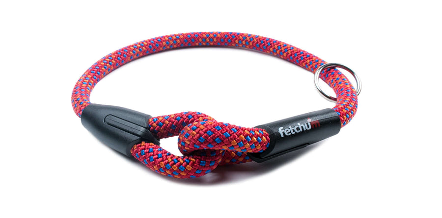 Fetchum Dog Collar in Pupfetti, durable fixed length collar made of climbing rope, ideal for comfort and style.