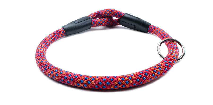 Fetchum Dog Collar in Pupfetti made of premium climbing rope, durable design, fixed length for dog comfort.