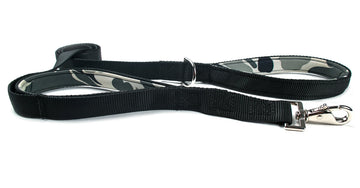 5ft 2 in 1 Dog Leash - Black with Grey Camo