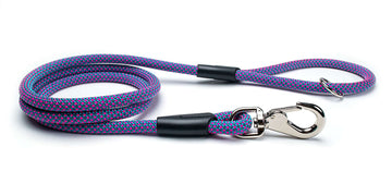 Fetchum Leash In Electric Blitz, vibrant climbing rope leash with swivel clip and O-ring attachment for pets.