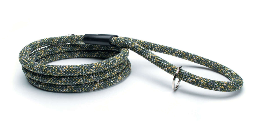 Fetchum Leash In Komodo Kamo featuring a durable braided design and an O-ring for attachment.