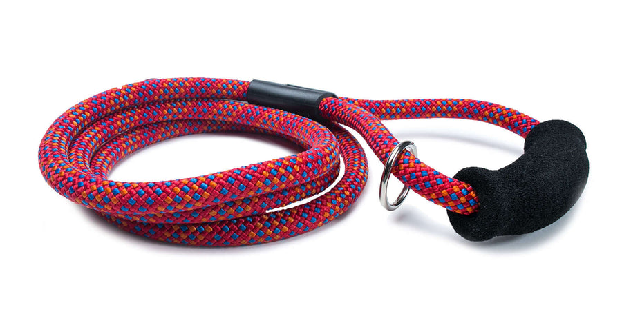 Fetchum Leash In Pupfetti + Comfort Grip, durable climbing rope leash with comfort foam grip handle.