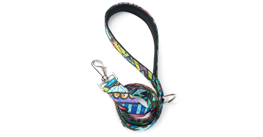 GRAFFITI PADDED HANDLE LEASH featuring colorful design and padded ergonomic grip for comfort.