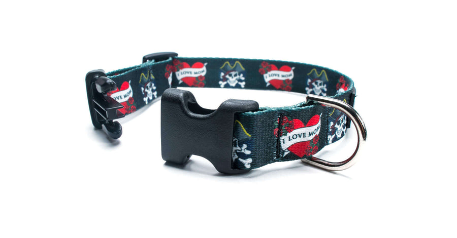 I LOVE MOM DOG COLLAR with premium features and quick release buckle, made for comfort and durability.