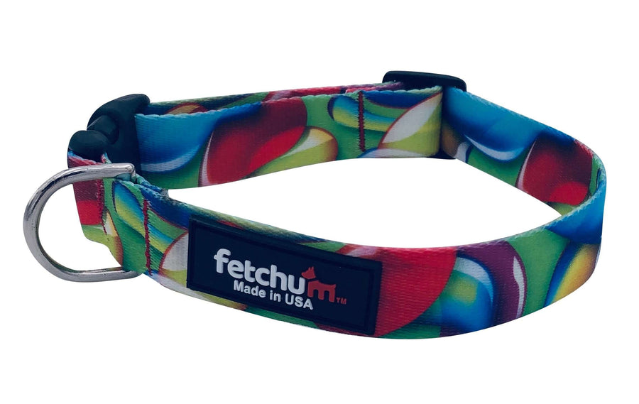 Lava Lamp Collar featuring colorful design, made of polyester print webbing, UV and moisture resistant, with durable buckle.