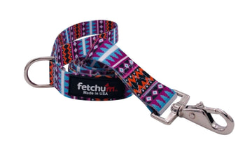 LEILA LEASH with colorful pattern, featuring swivel snap and D ring, made in the USA for strength and style.