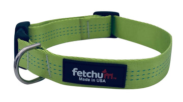 Lime Collar made with durable mil-spec webbing and reinforced stitching, designed for strong dogs, made in USA.