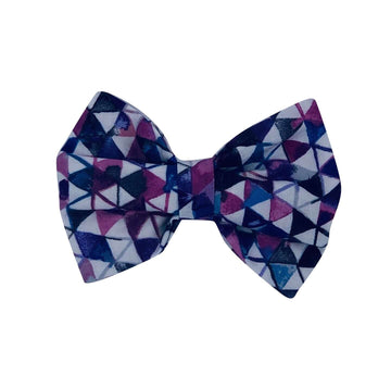 Purple Geo Bow tie featuring unique geometric patterns, perfect for dogs' collars on special occasions and everyday use.