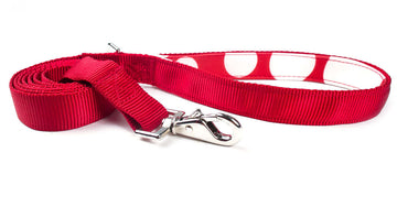 RED PADDED HANDLE LEASH featuring a stylish design with a padded ergonomic handle and a shiny swivel snap.