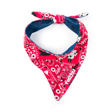 Reversible Classic Red Bandana showcasing reversible design with colorful patterns, perfect for all occasions.