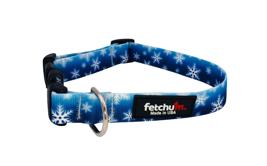 Snowflake Collar featuring a durable design with snowflake pattern, quick release buckle, and D ring. Made in the USA.