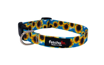 Sunflower Collar featuring vibrant sunflower print, quick release buckle, and durable construction.