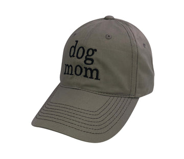 Stylish Dog Mom Hat, low profile dad cap in cotton with custom embroidery and antique brass buckle closure.