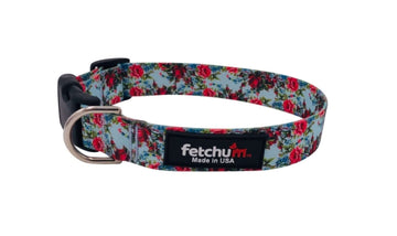 Vintage rose Collar made with durable polyester webbing, featuring a quick release buckle and D ring.