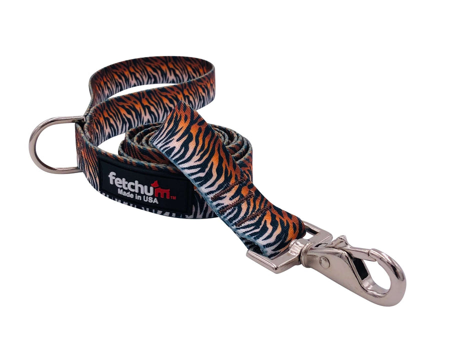 WILD TIGER LEASH with stylish swivel snap and D ring, made with durable polyester webbing, 5ft long.